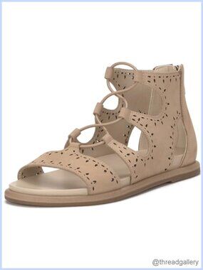 Women's Perforated Gladiator Sandals Lace Up Flats